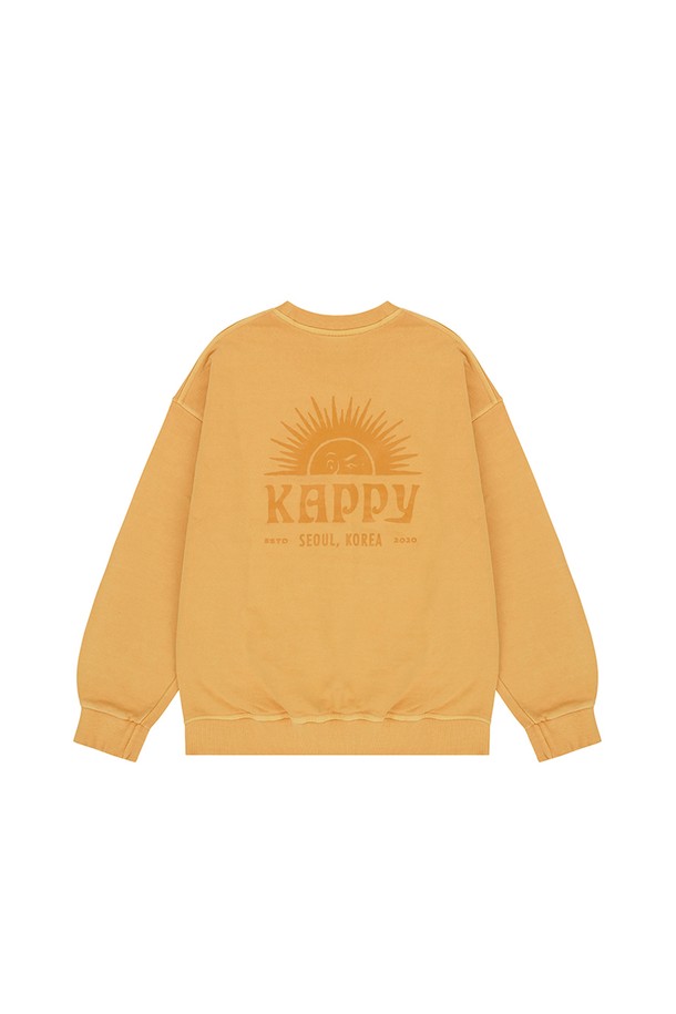 KAPPY DESIGN - 스웨트셔츠 - [KAPPY DESIGN] SUNNY WINK PIGMENT SWEAT SHIRT (YELLOW)