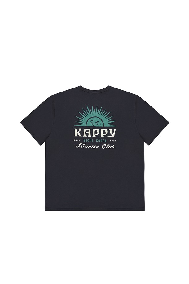 KAPPY DESIGN - 반소매 티셔츠 - [KAPPY DESIGN] SUNNY WINK HALF T-SHIRT (VINTAGE NAVY)