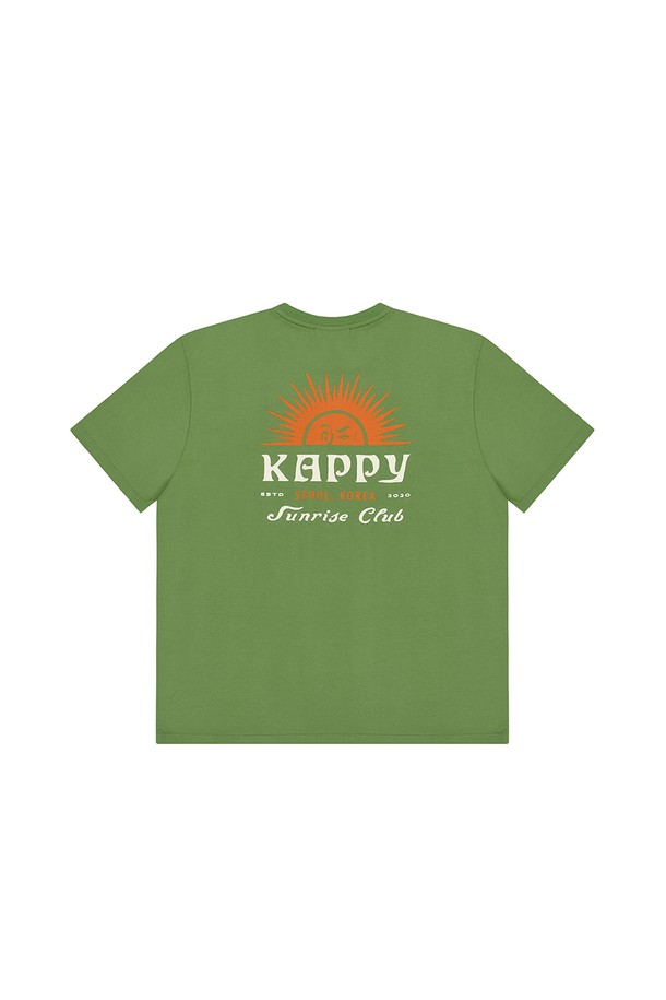 KAPPY DESIGN - 반소매 티셔츠 - [KAPPY DESIGN] SUNNY WINK HALF T-SHIRT (GREEN)