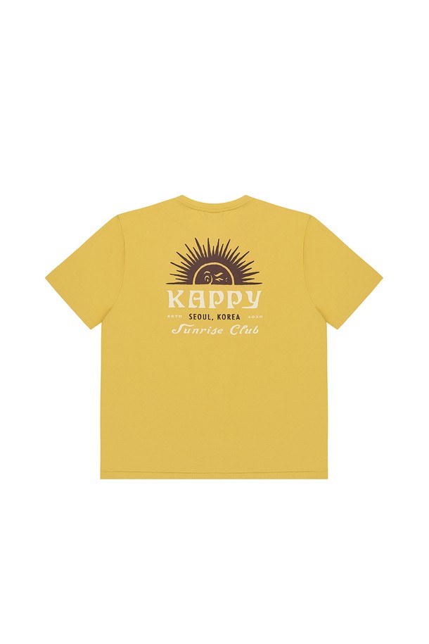 KAPPY DESIGN - 반소매 티셔츠 - [KAPPY DESIGN] SUNNY WINK HALF T-SHIRT (YELLOW)