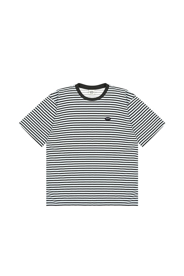 KAPPY DESIGN - 반소매 티셔츠 - [KAPPY DESIGN] INDIGO STRIPE HALF T-SHIRT (LIGHT BLUE)