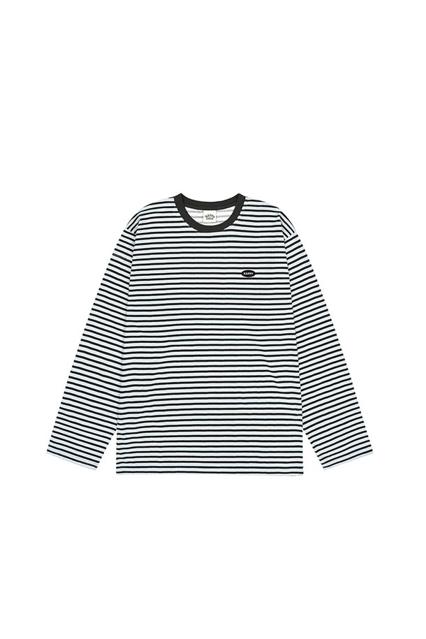 KAPPY DESIGN - 긴소매 티셔츠 - [KAPPY DESIGN] INDIGO STRIPE LONG SLEEVE (LIGHT BLUE)