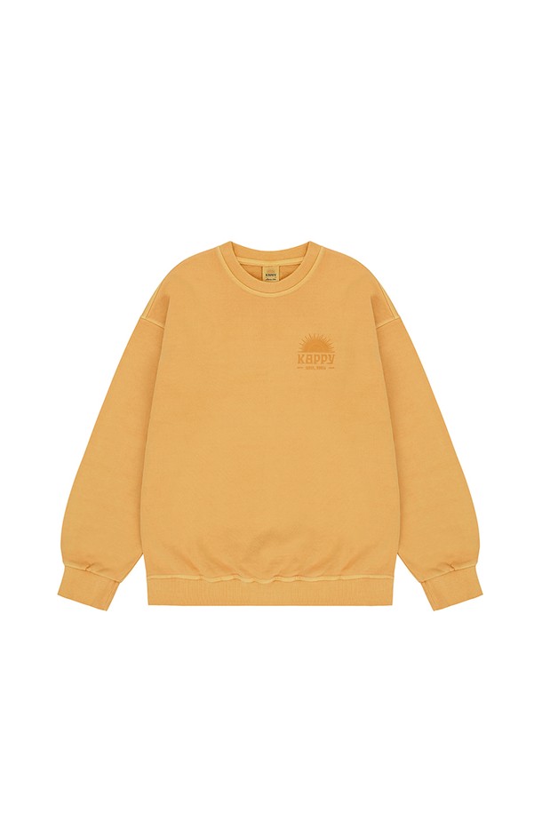 KAPPY DESIGN - 스웨트셔츠 - [KAPPY DESIGN] SUNNY WINK PIGMENT SWEAT SHIRT (YELLOW)