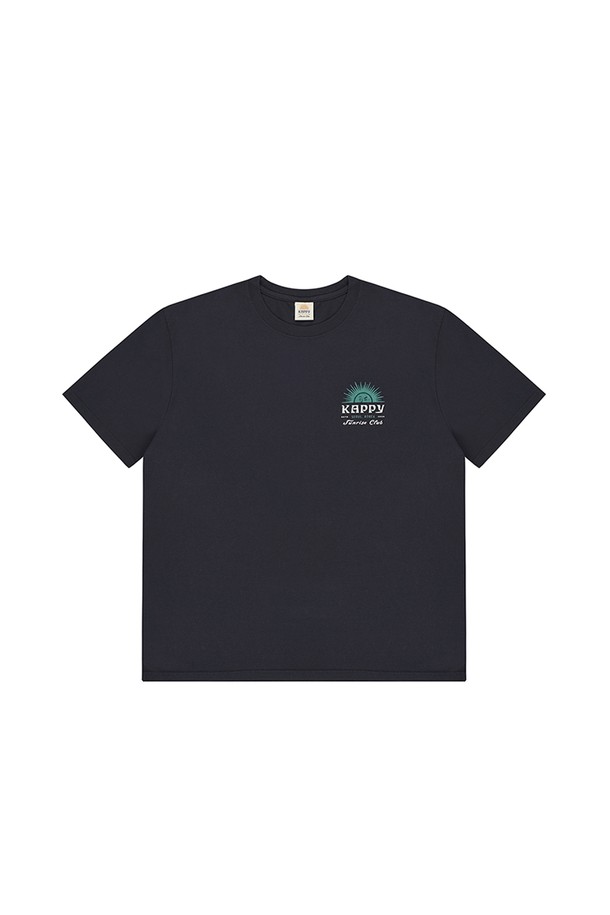 KAPPY DESIGN - 반소매 티셔츠 - [KAPPY DESIGN] SUNNY WINK HALF T-SHIRT (VINTAGE NAVY)