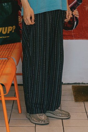 [KAPPY DESIGN]  LINEN COTTON STRIPE PANTS (BLACK)
