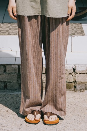 [KAPPY DESIGN]  LINEN COTTON STRIPE PANTS (BROWN)