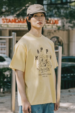 [KAPPY DESIGN] PIGMENT SUNNY SIDER HALF T-SHIRT (YELLOW)