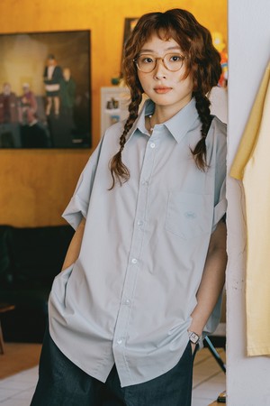 [KAPPY DESIGN] RELAXED SPAN HALF SHIRT (SKY BLUE)