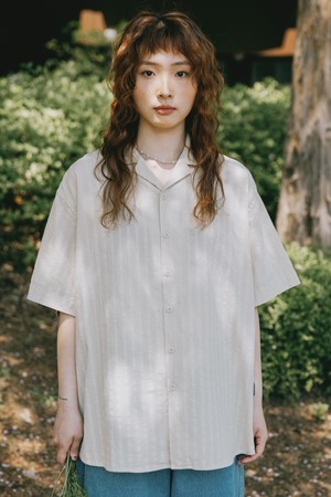 [KAPPY DESIGN] JACQUARD OPEN COLLAR SHIRT (MINT)