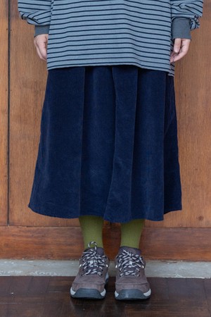 [KAPPY DESIGN] CORDUROY FLARE SKIRT (NAVY)