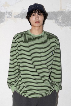 [KAPPY DESIGN] PIGMENT STRIPE LONG SLEEVE (GREEN)