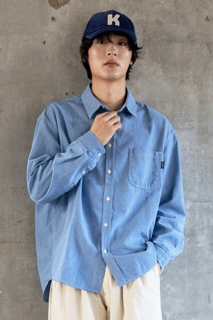 [KAPPY DESIGN] RELAXED CHAMBRAY SHIRT (LIGHT BLUE)