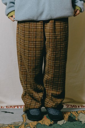 [KAPPY DESIGN] FLEECE CHECK STRING PANTS (BROWN)