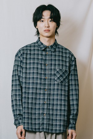 [KAPPY DESIGN] FLANNEL CHECK SHIRT (NAVY)