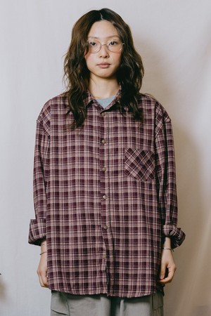 [KAPPY DESIGN] FLANNEL CHECK SHIRT (PLUM)