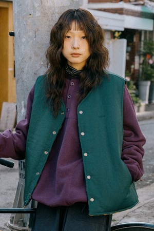 [KAPPY DESIGN] REVERSIBLE NYLON CHECK VEST (GREEN)