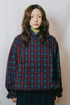 [KAPPY DESIGN] FLEECE CHECK BUTTON HOODIE (PURPLE)