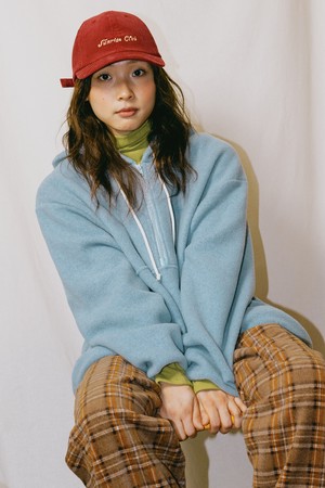 [KAPPY DESIGN] FLEECE HOODIE HALF ZIP UP (SKY BLUE)