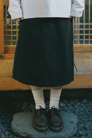 [KAPPY DESIGN] COTTON FATIGUE SKIRT (BLACK)