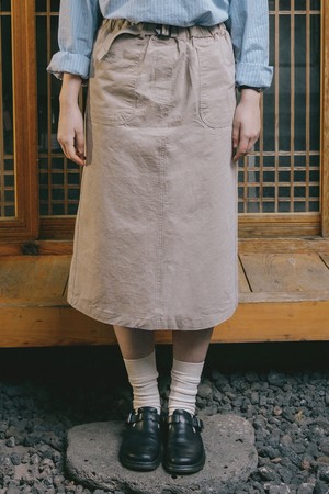 [KAPPY DESIGN] COTTON FATIGUE SKIRT (BEIGE)