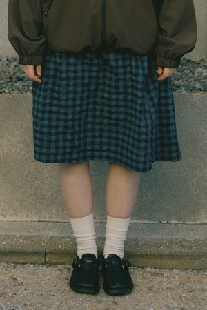 [KAPPY DESIGN] CN BELT FLARE SKIRT (BLUE CHECK)