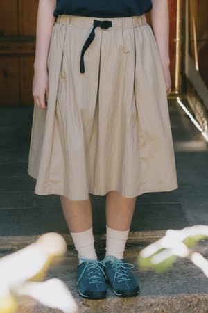 [KAPPY DESIGN] CN BELT FLARE SKIRT (BEIGE)