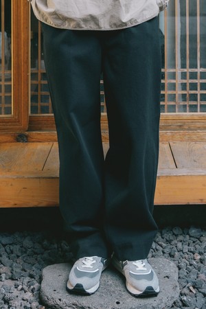 [KAPPY DESIGN] ONE TUCK WIDE OXFORD PANTS (BLACK)