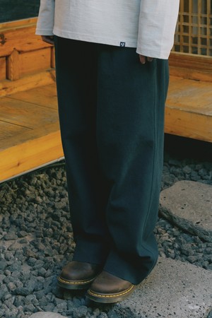 [KAPPY DESIGN] ONE TUCK WIDE OXFORD PANTS (NAVY)