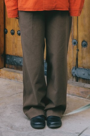 [KAPPY DESIGN] ONE TUCK WIDE OXFORD PANTS (BROWN)