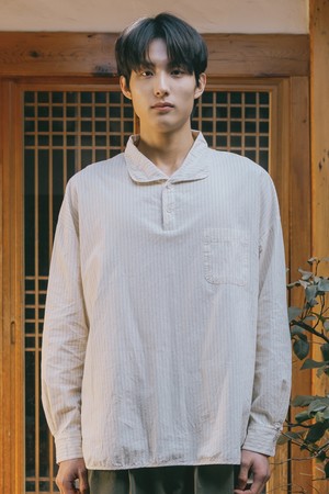 [KAPPY DESIGN] STRIPE PULLOVER SHIRT (IVORY)
