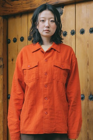 [KAPPY DESIGN] FIELD LINEN SHIRT JACKET (SUNSET RED)