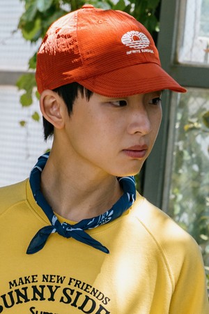 [KAPPY DESIGN] STRIPE SUNSHINE CAP (RED ORANGE)