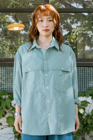 [KAPPY DESIGN] GINGHAM CHECK POCKET WORK SHIRT (GREEN)