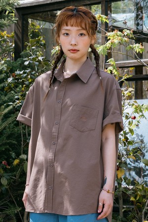 [KAPPY DESIGN] RELAXED SEERSUCKER HALF SHIRT (BROWN)