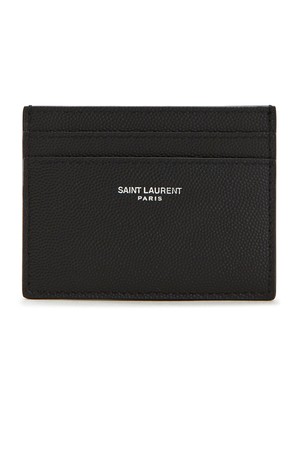 Saint Laurent Grey Grain de Poudre Leather Credit Card Case 375946