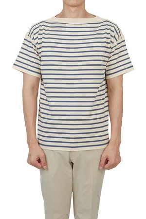 안데르센 안데르센 남성 반팔 니트 BOATSMAN SHORT PETROLEUM STRIPE