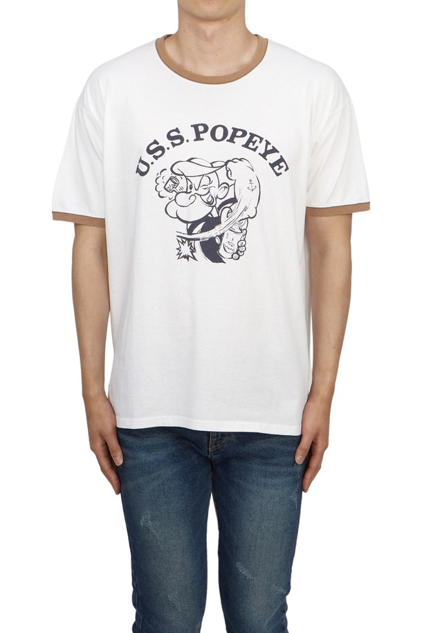 WILD DONKEY - 반팔티셔츠 - 와일드동키 남성 반팔티셔츠 T POPEYE LIGHT WASHED WHITE NAVY M