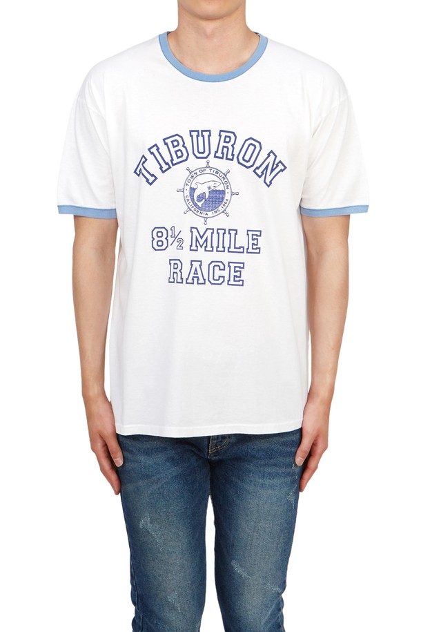 WILD DONKEY - 반팔티셔츠 - 와일드동키 남성 반팔티셔츠 T TIBURON LIGHT WASHED WHITE ROYAL M