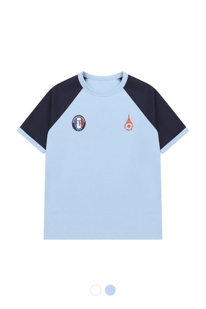 [여성] 메인심볼 빈티지 자수 로고 링거티셔츠 (스카이블루)