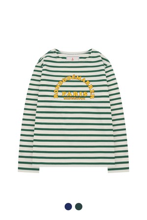 [여성] PARIS 스트라이프 레터링 티셔츠