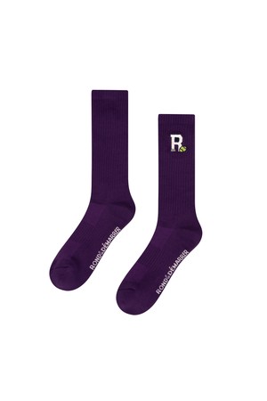 [남녀공용] R자수 포인트 장목양말 (퍼플)