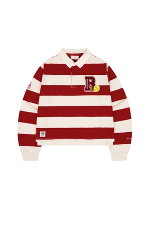 [여성] R로고 스트라이프 크롭 럭비 티셔츠