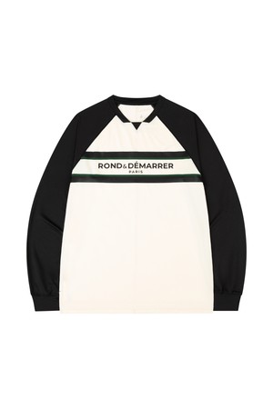 [남녀공용] 스트라이프 컬러 블록 롱 슬리브 (아이보리&블랙)