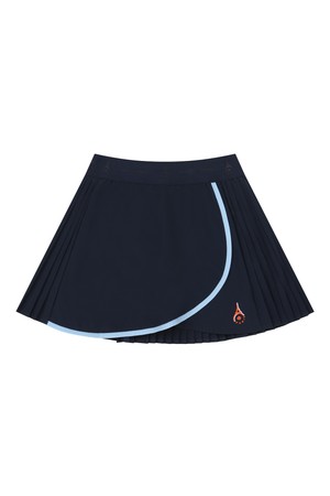 [여성] 네이비 컬러라인 랩 플리츠 스커트_NAVY-a