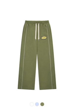 [남녀공용] 로고 와펜 와이드 쭈리 팬츠_GREEN-a