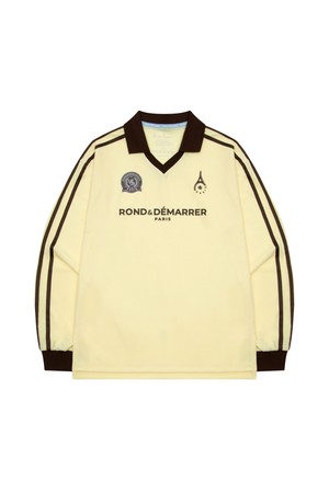 [남녀공용] 오픈카라 로고 엠블럼 져지 티셔츠_YELLOW-a