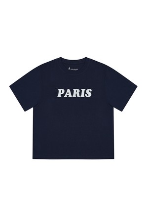 [여성] PARIS 레터링 크롭 티셔츠_NAVY-a