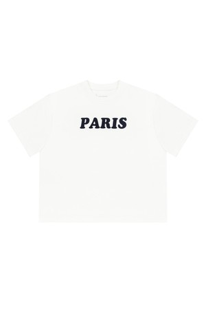 [여성] PARIS 레터링 크롭 티셔츠_WHITE-a