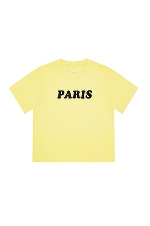 [여성] PARIS 레터링 크롭 티셔츠_YELLOW-a