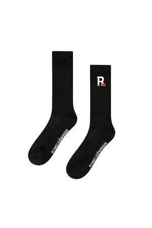 [남녀공용] R자수 포인트 장목양말 (블랙)_BLACK-a